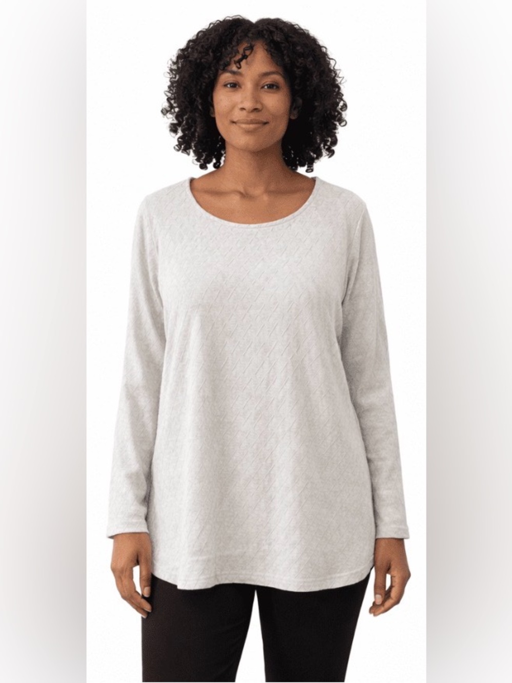 NWT Mario Serrani Light Gray Scoop Neck Long Sleeve Top XXL